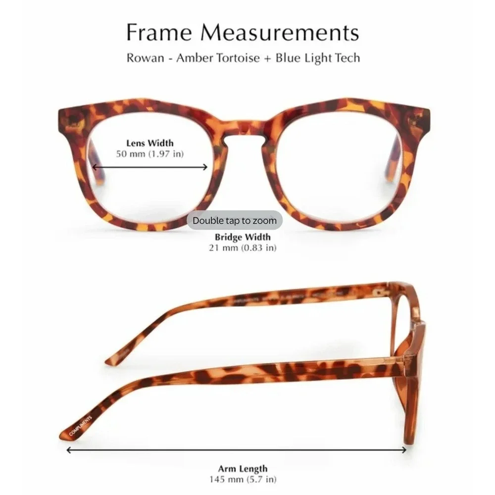 Compliments  Eyewear Darcy Blue Light Reading Glasses +1.75 -‎ Amber Tortoise
